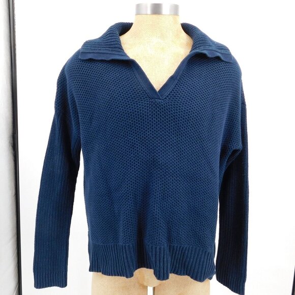 Lauren Ralph Lauren Other - Lauren Ralph Lauren Solid Blue Collared Pullover V Neck Knitted Sweater Size XL